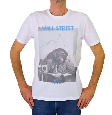 EQUIPE 55 t-shirt uomo cotone UTE 559 WALL STREET BIANCO estate 2024