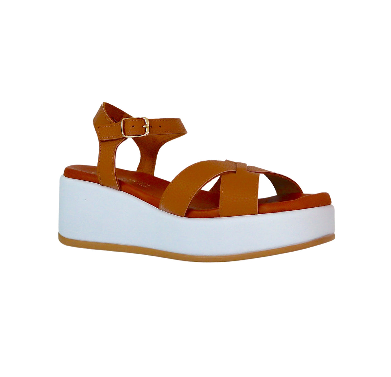 CAFèNOIR sandali donna pelle zeppa cm.6 C1HF8082 M007 CUOIO BIANCO estate 2024