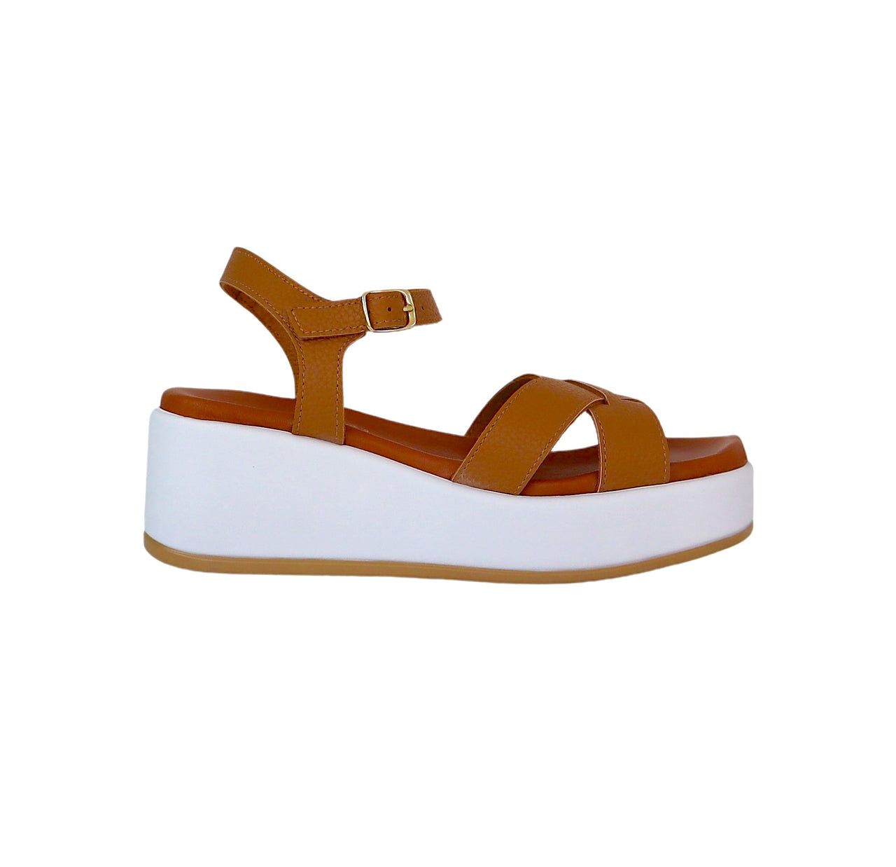 CAFèNOIR sandali donna pelle zeppa cm.6 C1HF8082 M007 CUOIO BIANCO estate 2024