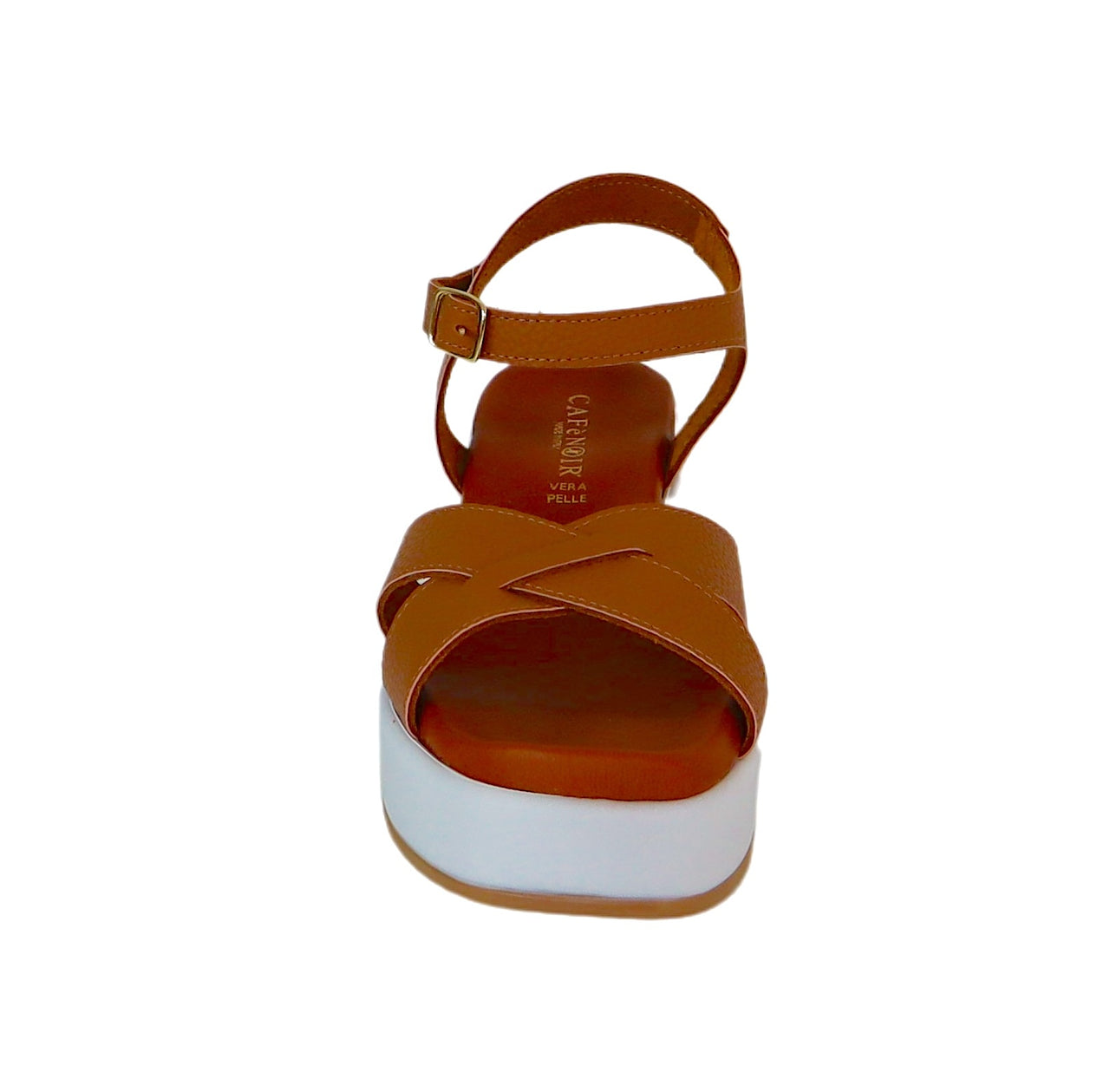 CAFèNOIR sandali donna pelle zeppa cm.6 C1HF8082 M007 CUOIO BIANCO estate 2024