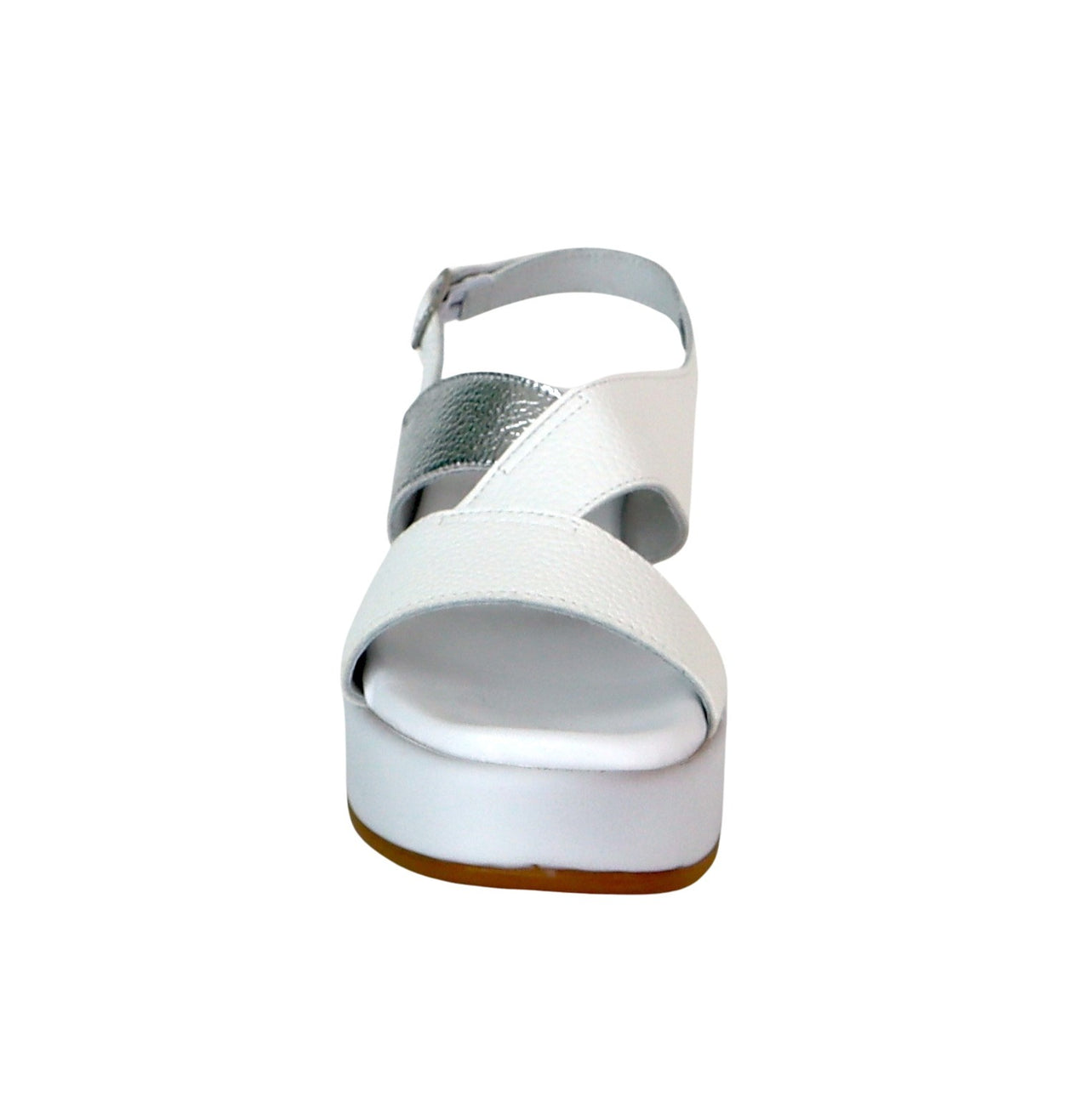 CAFèNOIR sandali donna pelle zeppa cm.6 C1HF8081 W001 BIANCO ARGENTO estate 2024