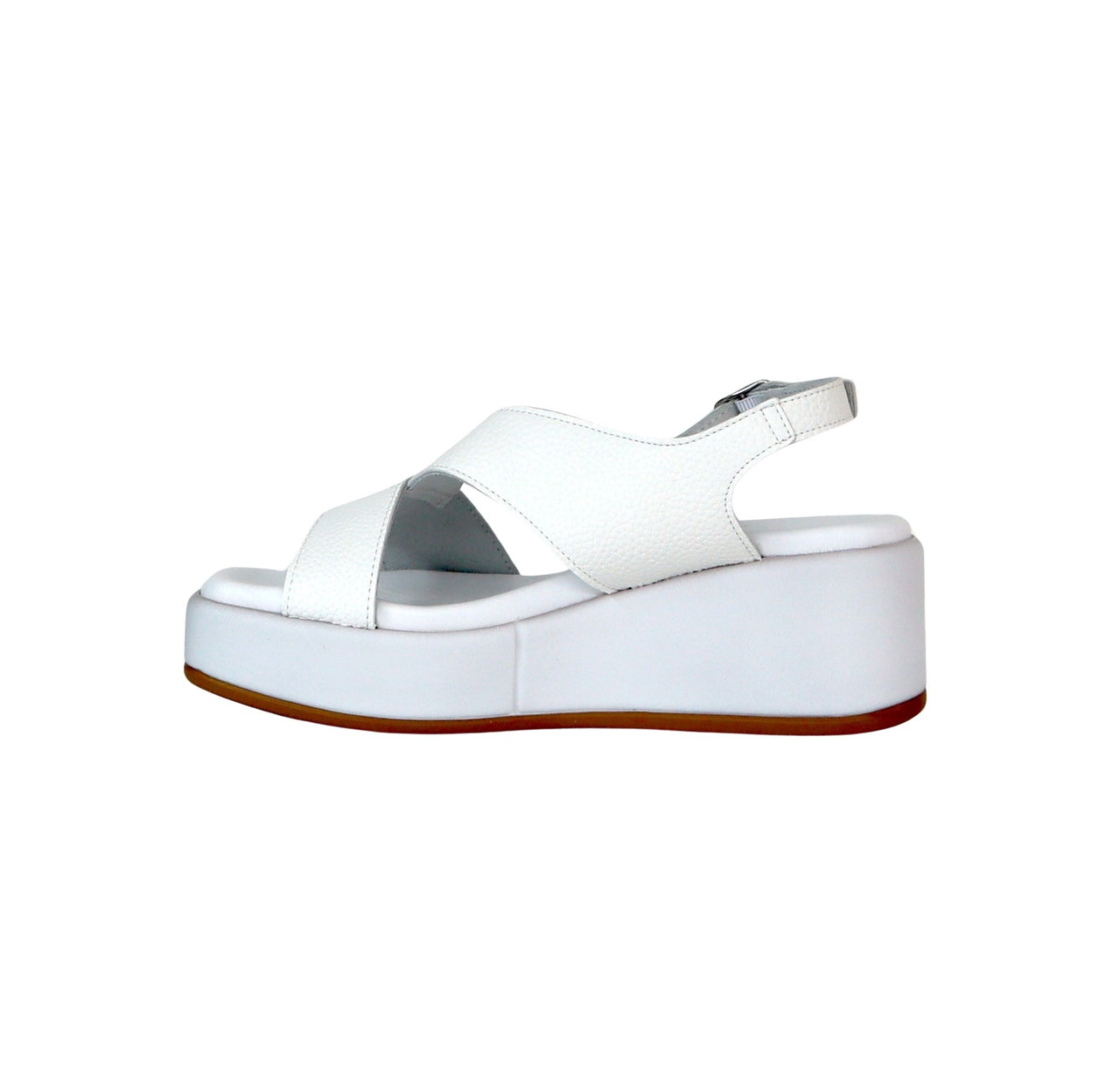 CAFèNOIR sandali donna pelle zeppa cm.6 C1HF8081 W001 BIANCO ARGENTO estate 2024