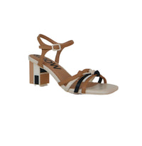 Thumbnail for MENBUR sandali donna ecopelle tacco largo 6 25478 0087 BEIGE NERO estate 2024