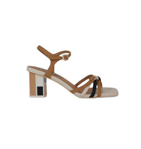 Thumbnail for MENBUR sandali donna ecopelle tacco largo 6 25478 0087 BEIGE NERO estate 2024