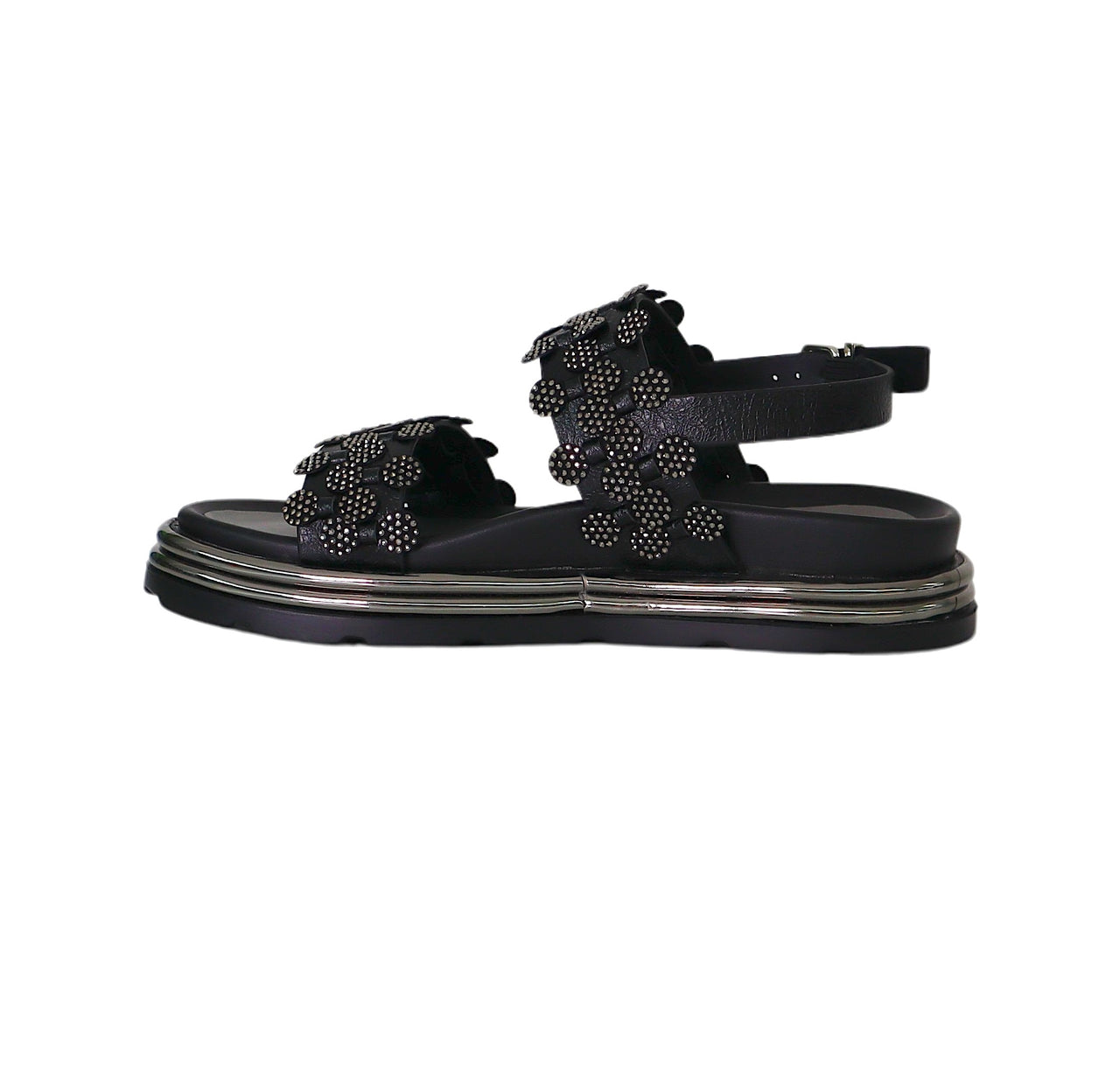 CAFèNOIR sandali donna bassi frate microstrass C1GF9004 N001 NERO estate 2024