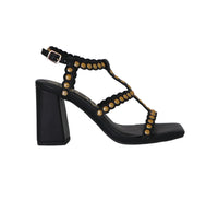 Thumbnail for MENBUR sandali donna tacco 8 borchie cinturino 24885 0001 NERO ORO estate 2024