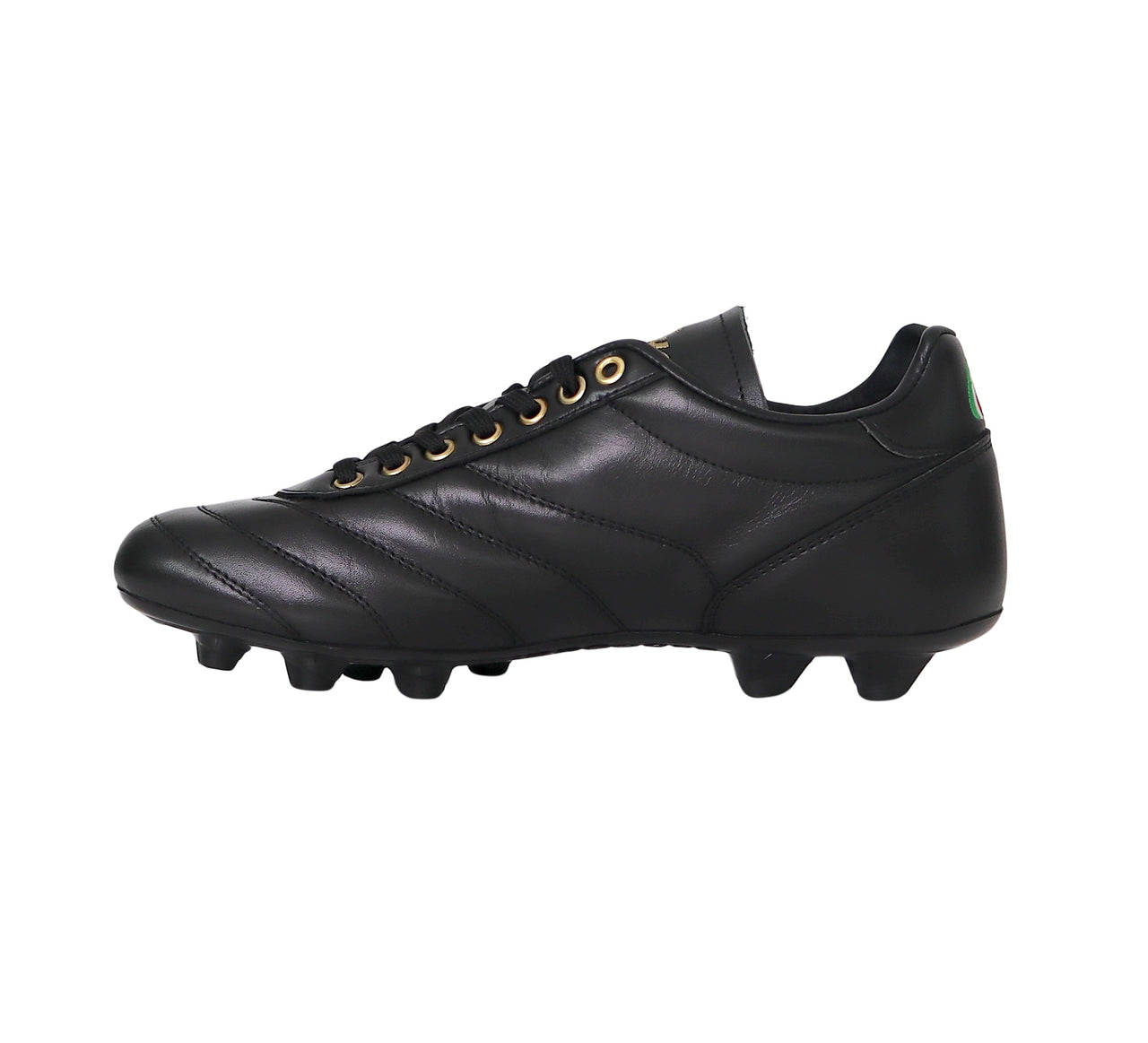 RYAL scarpe calcio artigianali tacchetti fissi pelle MORIANI GOLD FG TECH NERO