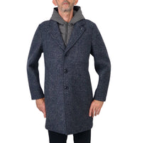 Thumbnail for DISTRETTO 12 giubbotto uomo cappotto cappuccio check AMOS CP1316 0372 BLU GRIGIO inverno 2024