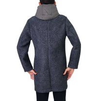 Thumbnail for DISTRETTO 12 giubbotto uomo cappotto cappuccio check AMOS CP1316 0372 BLU GRIGIO inverno 2024