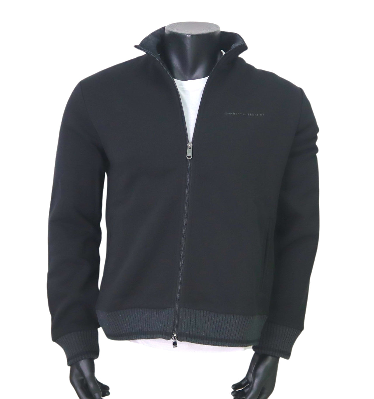 HARMONT&BLAINE felpa uomo full zip cotone pesante FRM183 021133 999 NERO inverno 2024