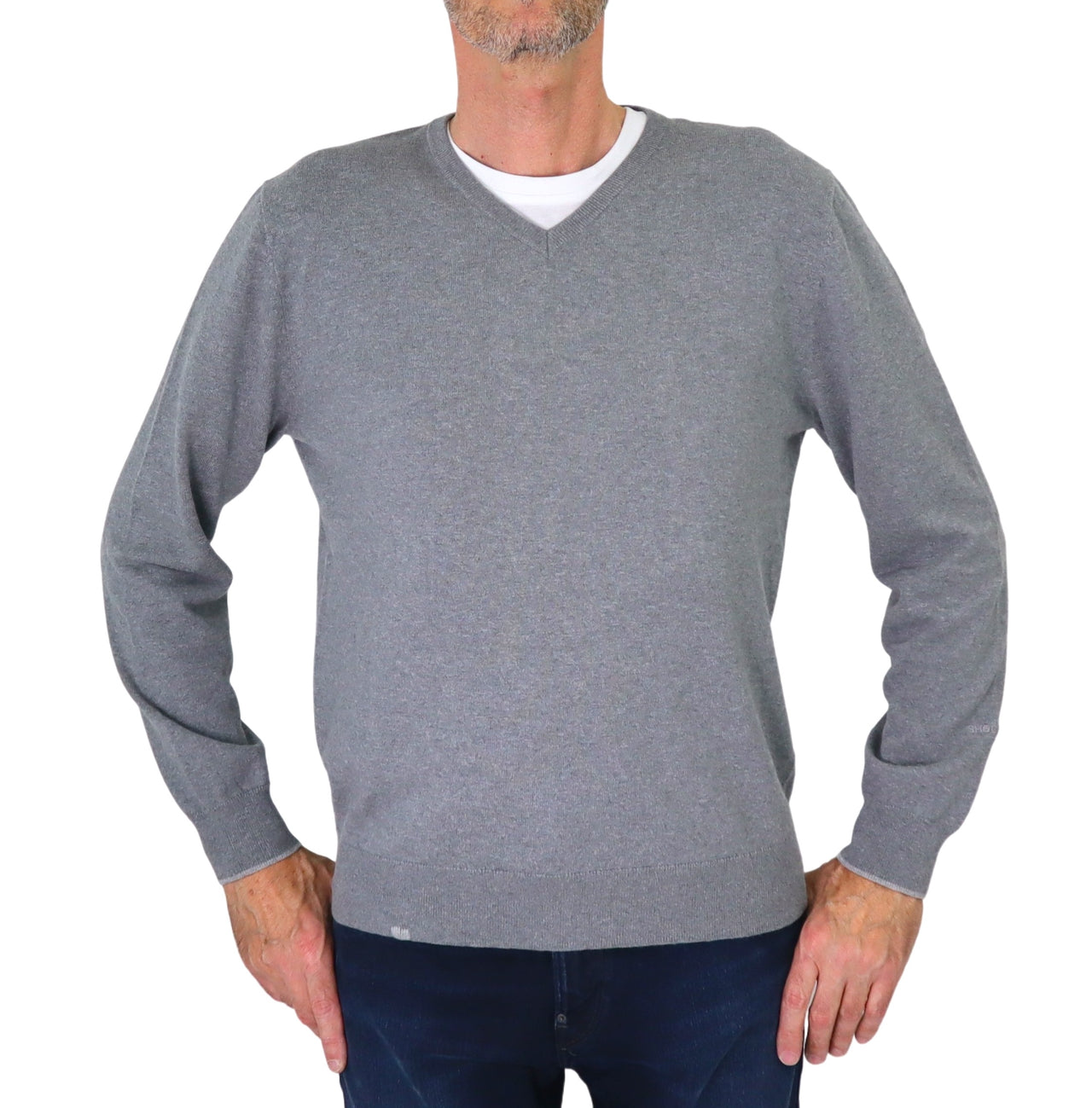 SHOCKLY maglione uomo scollo v cotone CASH V 9M6709 GRIGIO inverno 2024