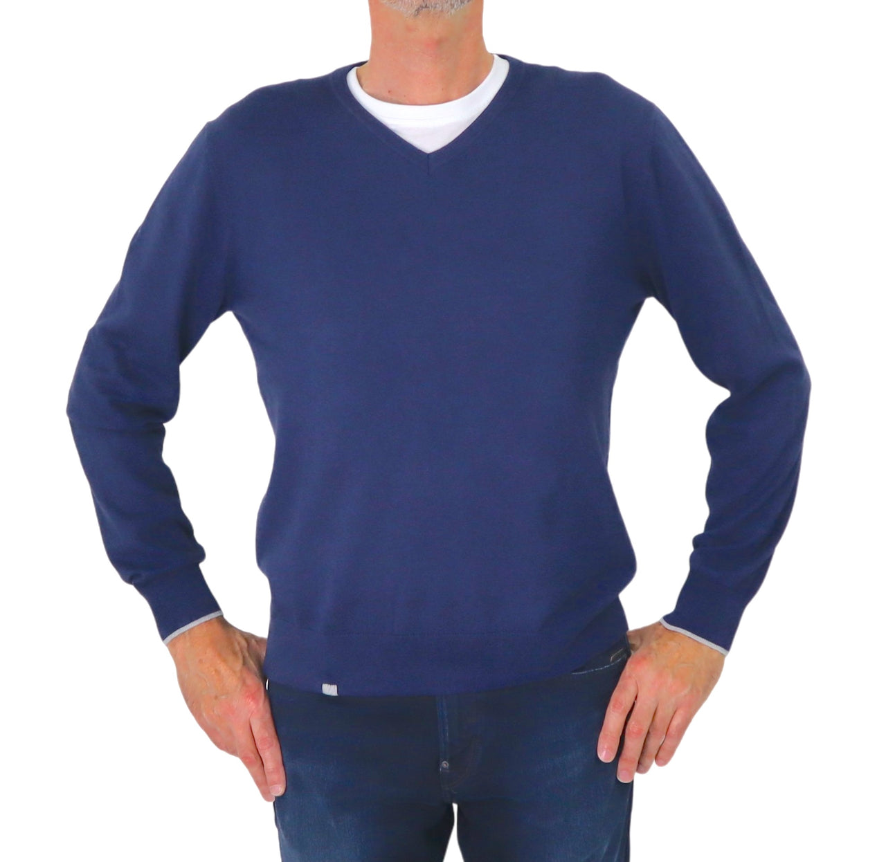 SHOCKLY maglione uomo scollo v cotone CASH V 9M6722 BLU CHIARO inverno 2024