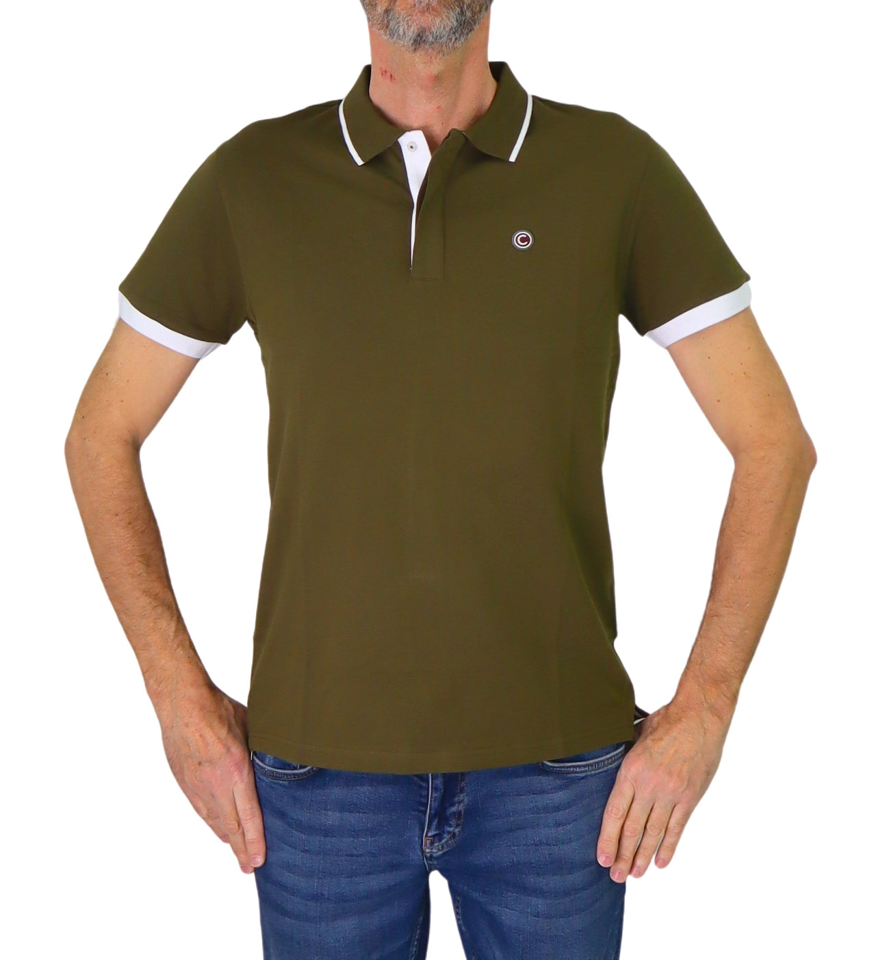 COLMAR polo uomo manica corta cotone 7687 4SH MONDAY 720 VERDE MILITARE estate 2025