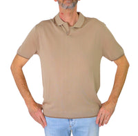 Thumbnail for TAKE TWO polo uomo manica corta senza bottoni cotone modal UKE7754 TAUPE BEIGE estate 2025