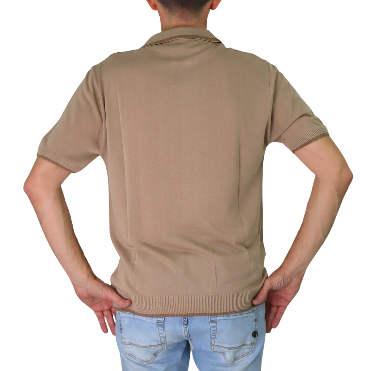 TAKE TWO polo uomo manica corta senza bottoni cotone modal UKE7754 TAUPE BEIGE estate 2025