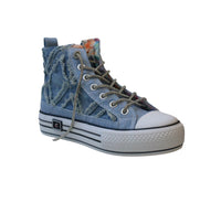 Thumbnail for CAFèNOIR scarpe donna sneaker mid denim strass C1DM9104 B017 JEANS CELESTE estate 2025