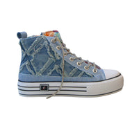 Thumbnail for CAFèNOIR scarpe donna sneaker mid denim strass C1DM9104 B017 JEANS CELESTE estate 2025