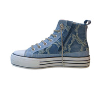 Thumbnail for CAFèNOIR scarpe donna sneaker mid denim strass C1DM9104 B017 JEANS CELESTE estate 2025