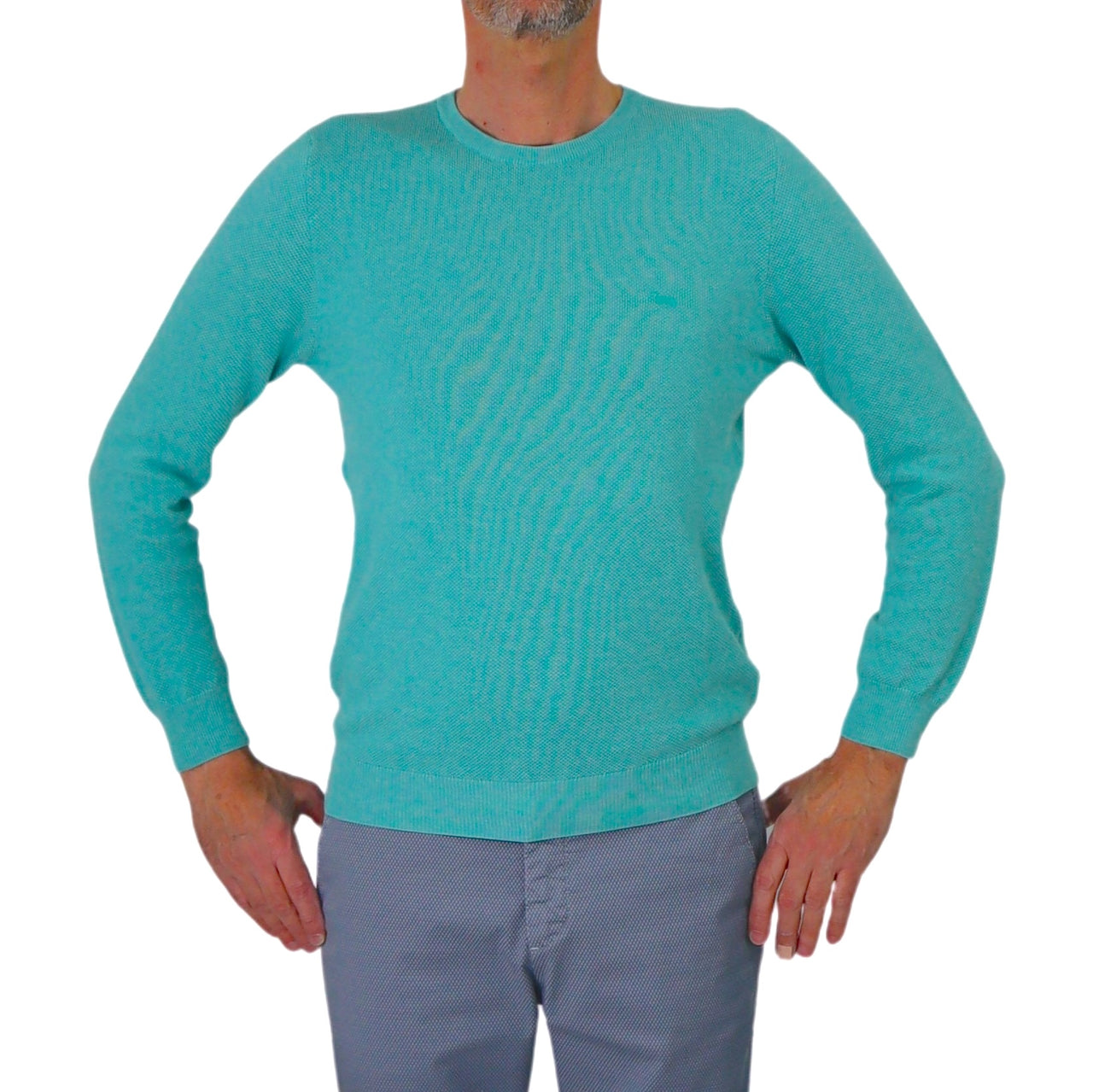 HARMONT&BLAINE maglione uomo girocollo cotone HRN083 030763 647 VERDE ACQUA estate 2025