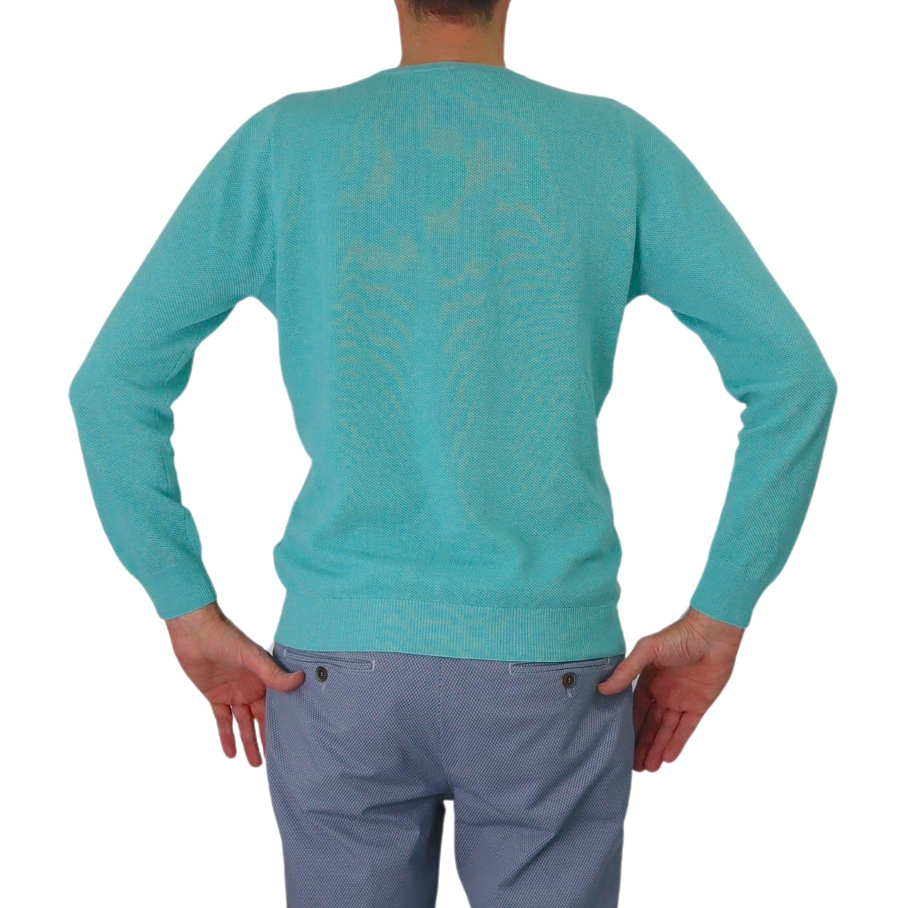 HARMONT&BLAINE maglione uomo girocollo cotone HRN083 030763 647 VERDE ACQUA estate 2025