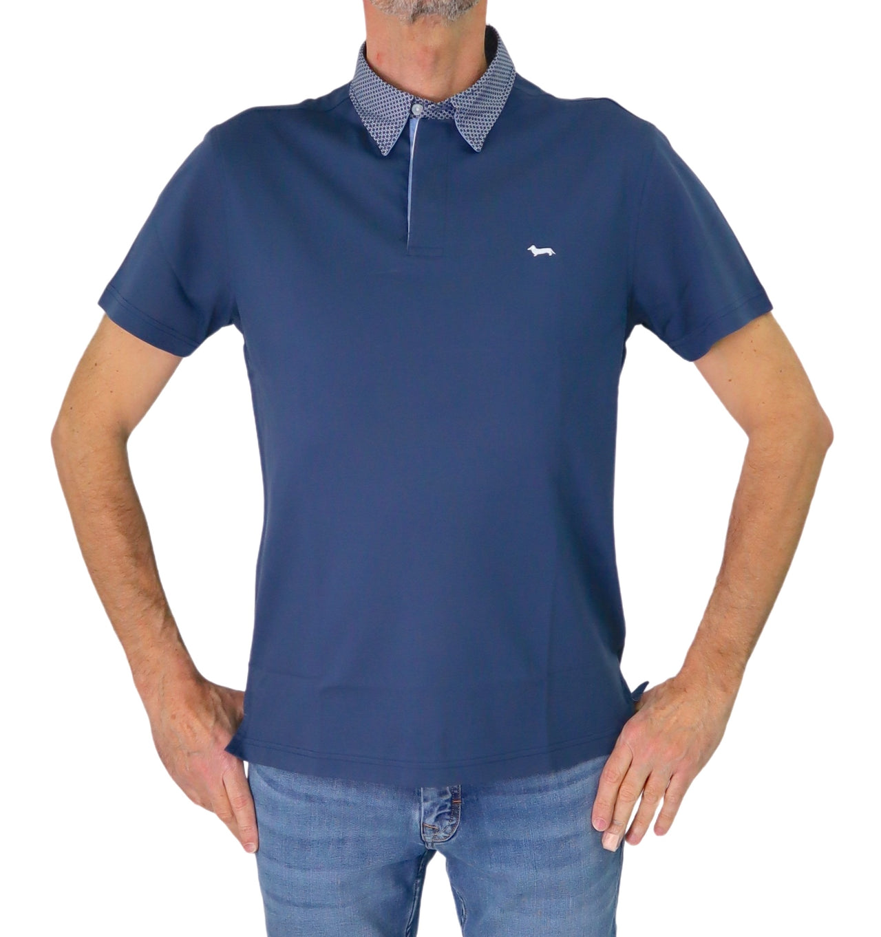 HARMONT&BLAINE polo uomo cotone collo camicia LRN003 S02 020004 802 BLU estate 2025
