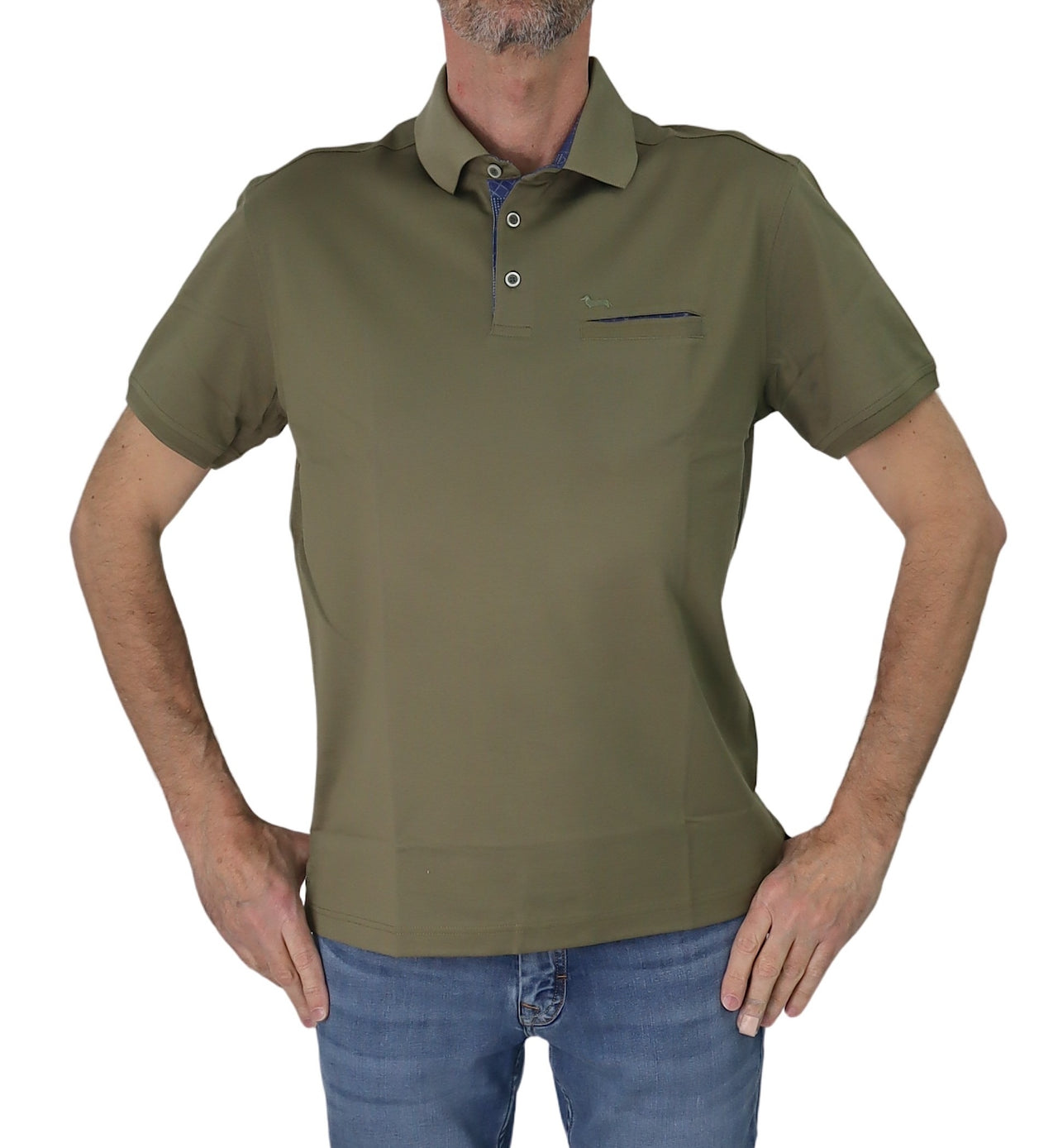 HARMONT&BLAINE polo uomo cotone taschino LRN372 021215 629 VERDE estate 2025