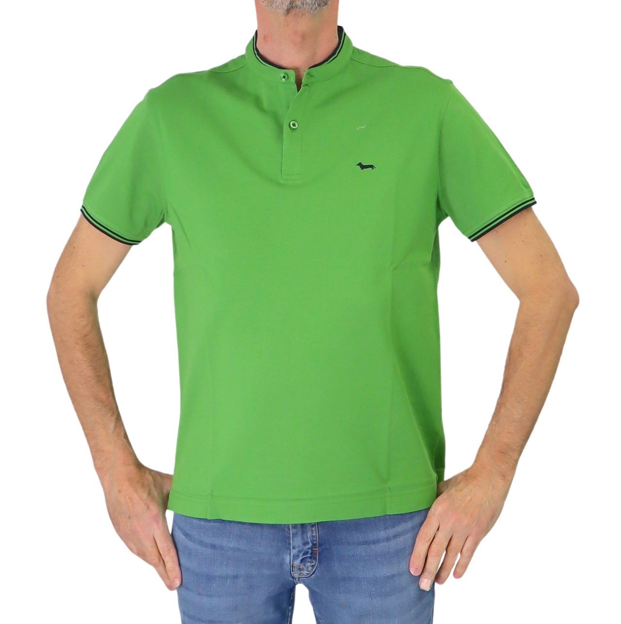 HARMONT&BLAINE polo uomo cotone collo coreana LRN428 021148 645 VERDE estate 2025