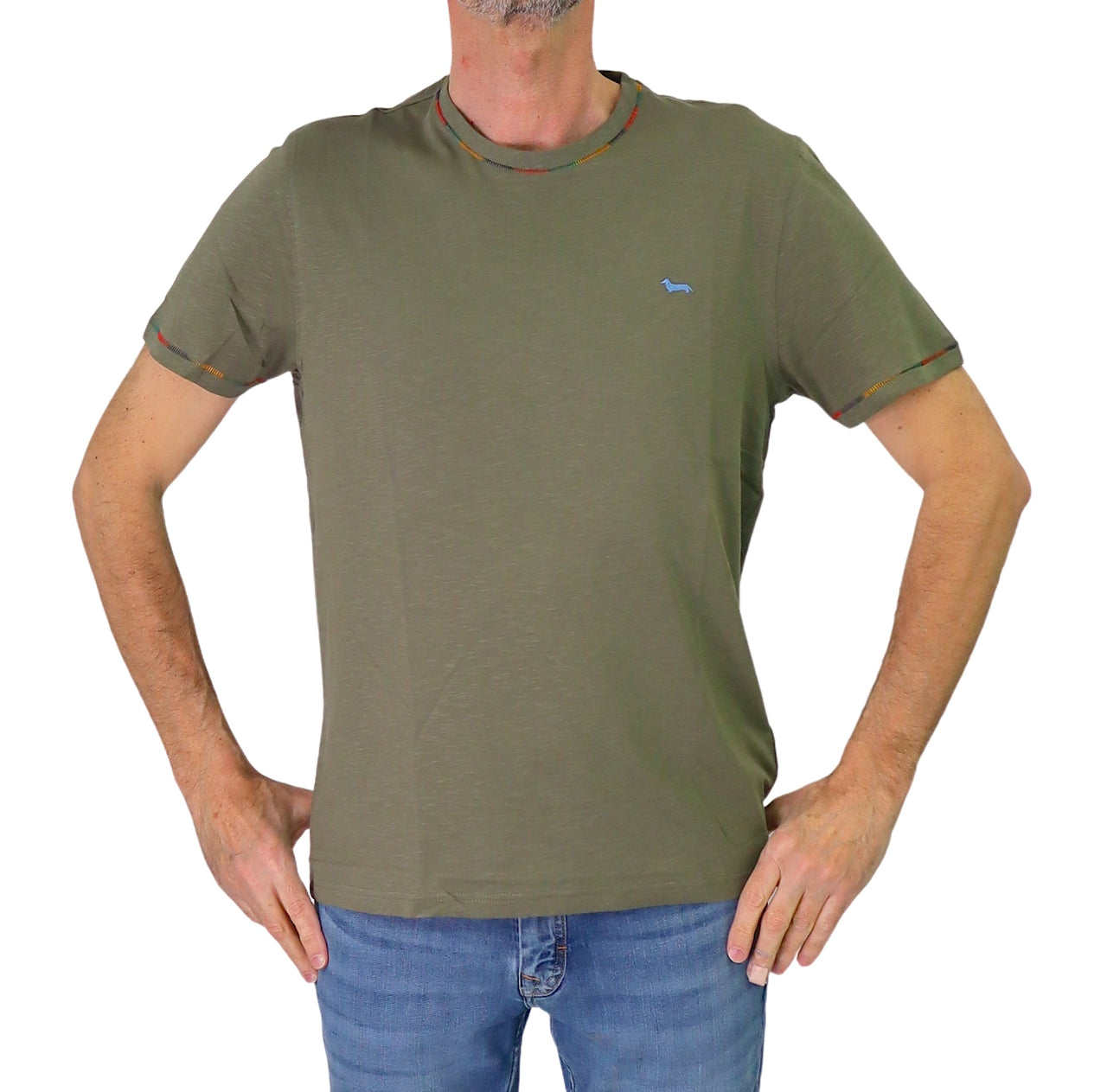 HARMONT&BLAINE t-shirt uomo cotone girocollo IRN257 021813 629 VERDE estate 2025