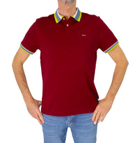 Thumbnail for HARMONT&BLAINE polo uomo cotone collo fantasia riga LRN438 021148 558 BORDEAUX estate 2025