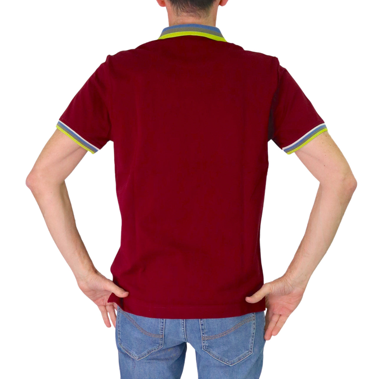 HARMONT&BLAINE polo uomo cotone collo fantasia riga LRN438 021148 558 BORDEAUX estate 2025