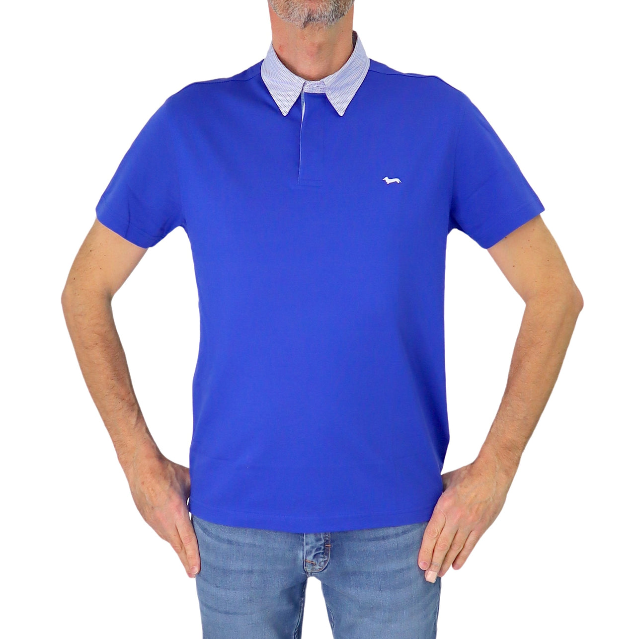 HARMONT&BLAINE polo uomo cotone collo camicia LRN003 S15 020004 844 BLUETTE estate 2025