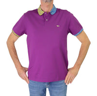 Thumbnail for HARMONT&BLAINE polo uomo cotone collo fantasia LRN375 021215 555 VIOLA estate 2025