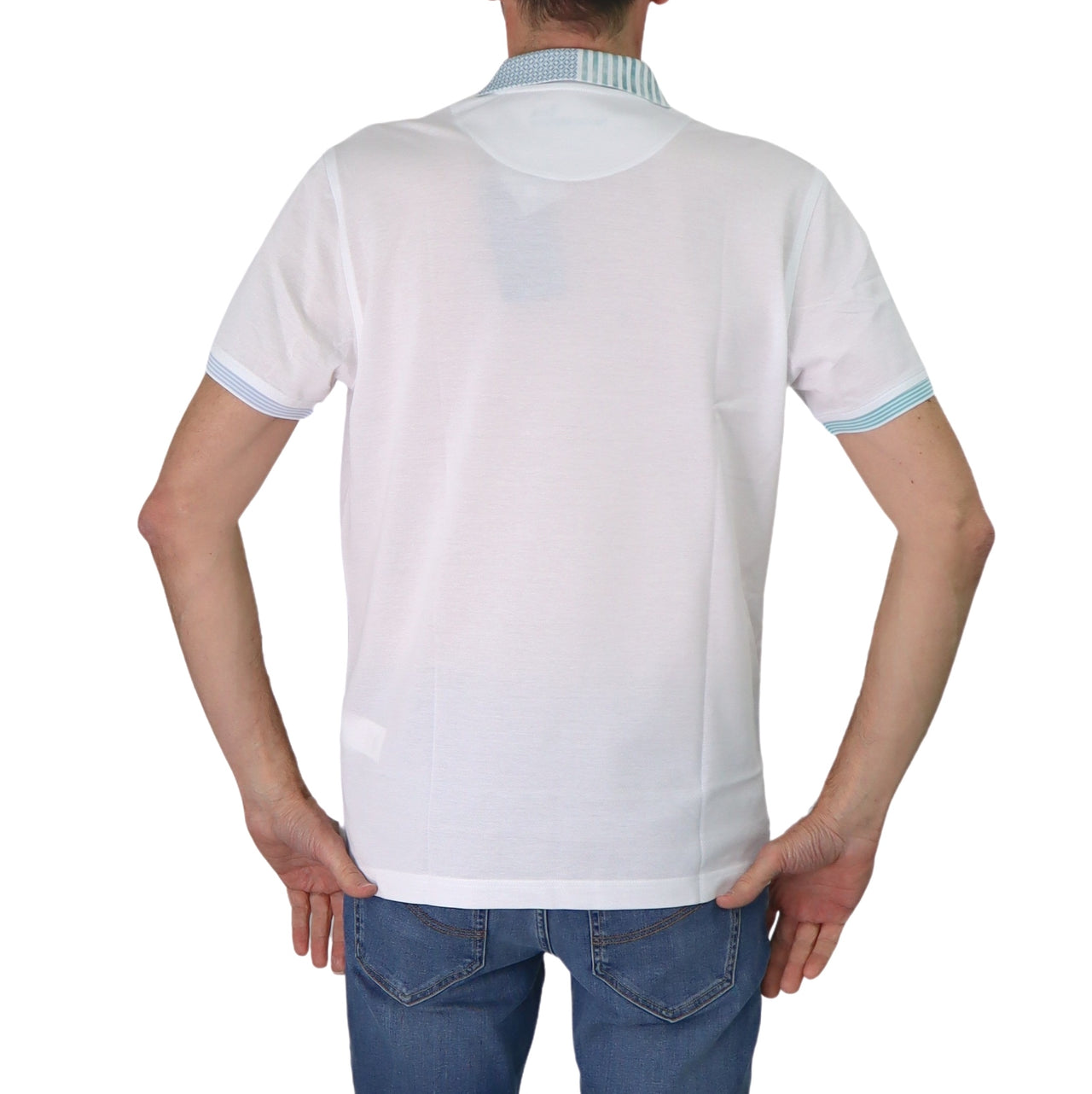 HARMONT&BLAINE polo uomo cotone collo fantasia LRN375 021215 100 BIANCO estate 2025