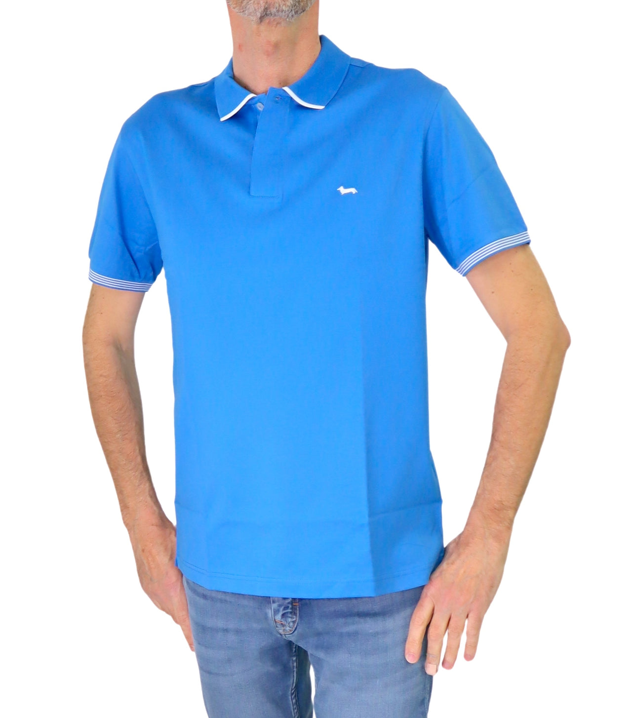 HARMONT&BLAINE polo uomo cotone stretch LRN427 020455 855 TURCHESE estate 2025
