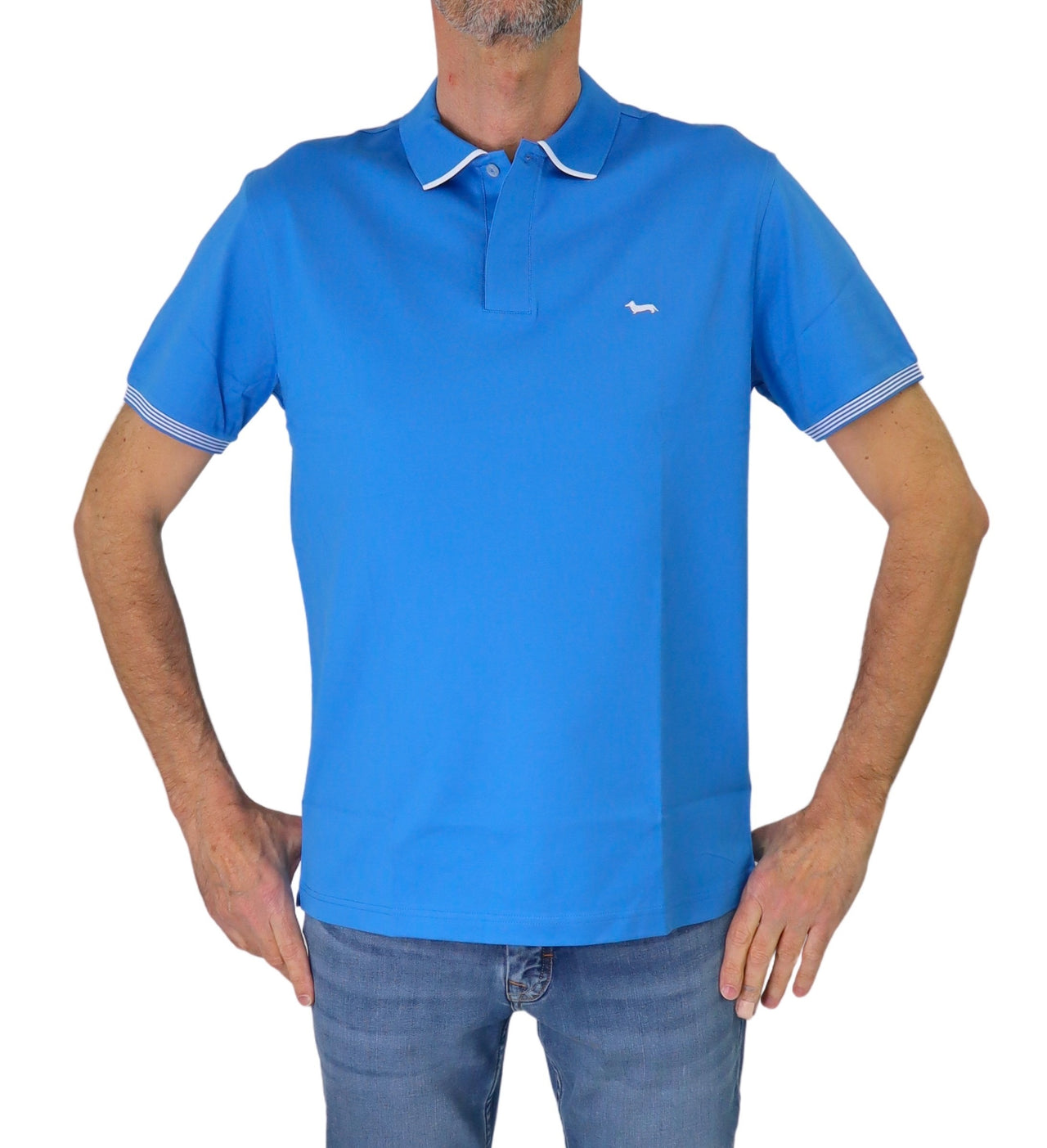 HARMONT&BLAINE polo uomo cotone stretch LRN427 020455 855 TURCHESE estate 2025