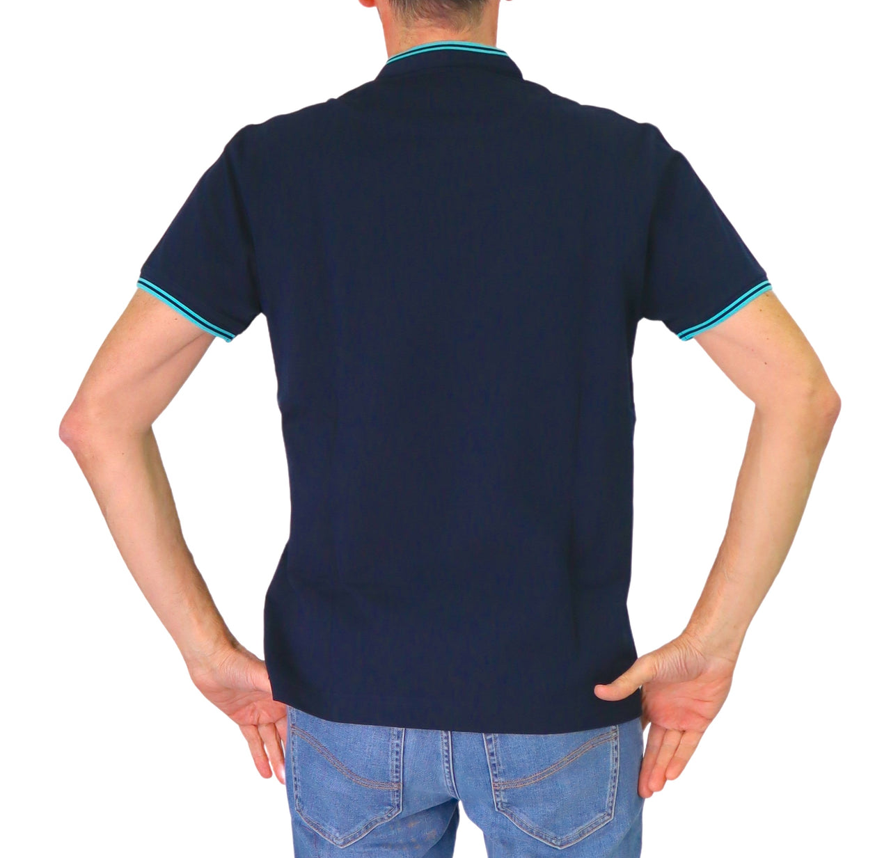 HARMONT&BLAINE polo uomo cotone collo coreana LRN428 021148 801 BLU estate 2025