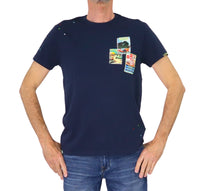 Thumbnail for SHOCKLY t-shirt uomo cotone manica corta TS HAND HOLIDAY 2T6518 NOTTE BLU estate 2025