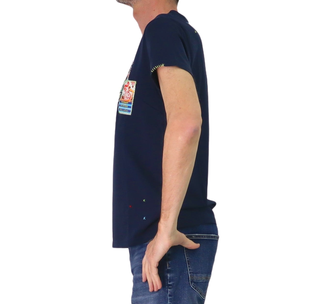 SHOCKLY t-shirt uomo cotone manica corta TS HAND HOLIDAY 2T6518 NOTTE BLU estate 2025