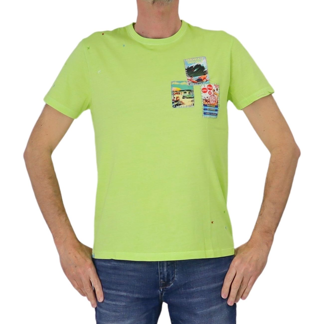 SHOCKLY t-shirt uomo cotone manica corta TS HAND HOLIDAY 2T6527 GREEN VERDE LIME estate 2025