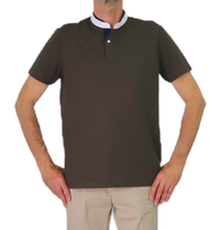 Thumbnail for TAKE TWO polo uomo manica corta collo coreana cotone UKE7053 VERDE OLIVA estate 2025
