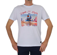 Thumbnail for TAKE TWO t-shirt uomo cotone girocollo stampa regata 20 miglia UKE7809 BIANCO estate 2025