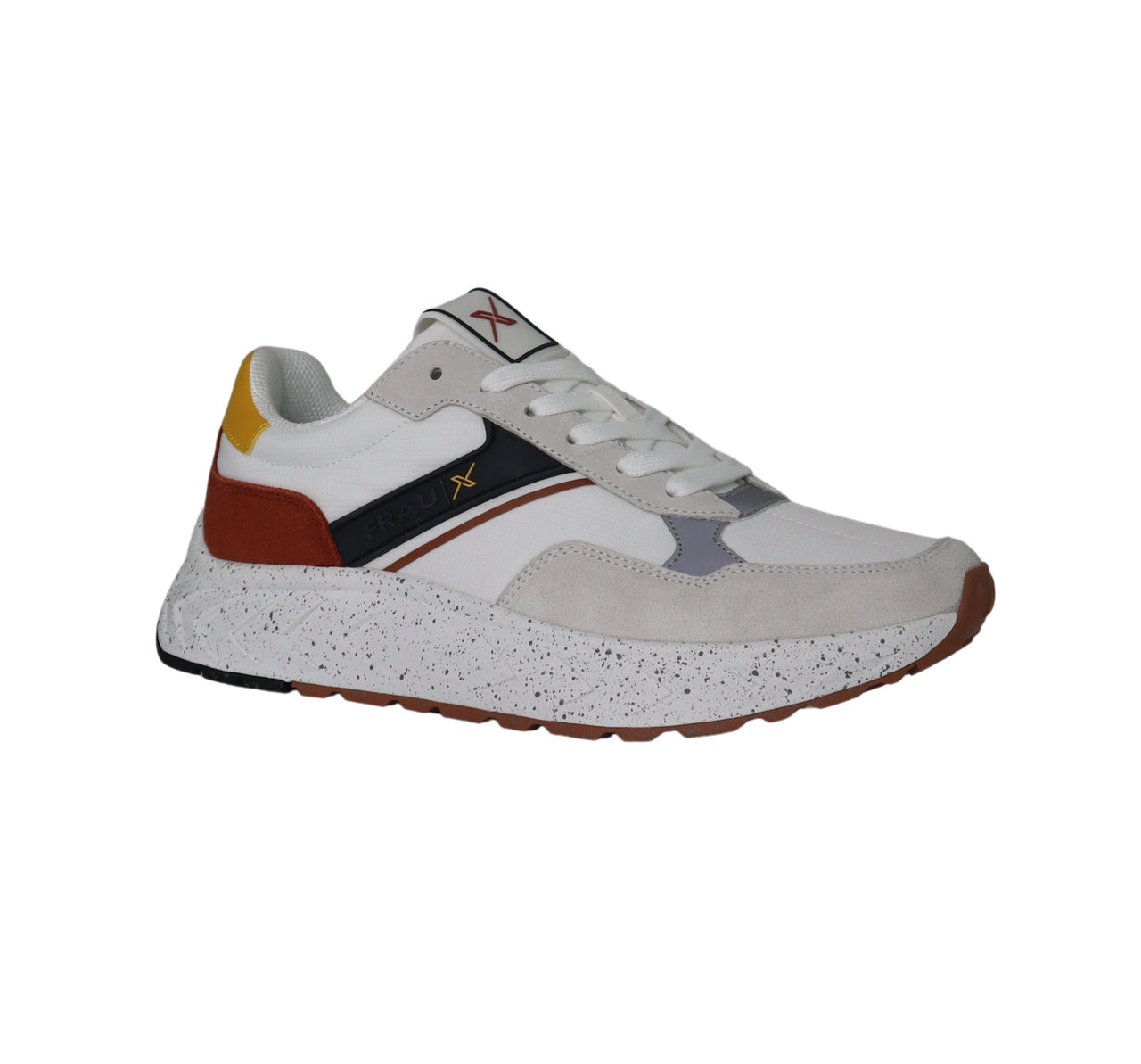 FRAU scarpe sneaker uomo tessuto pelle scamosciata X002 129  BIANCO BEIGE CUOIO estate 2025