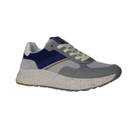Thumbnail for FRAU scarpe sneaker uomo tessuto pelle scamosciata X002 129 GRIGIO BLU BIANCO estate 2025