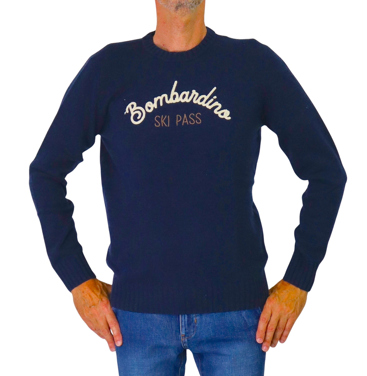 ALLEY DOCKS maglione uomo girocollo lana AU26W01MG BOMBARDINO BLU inverno 2025
