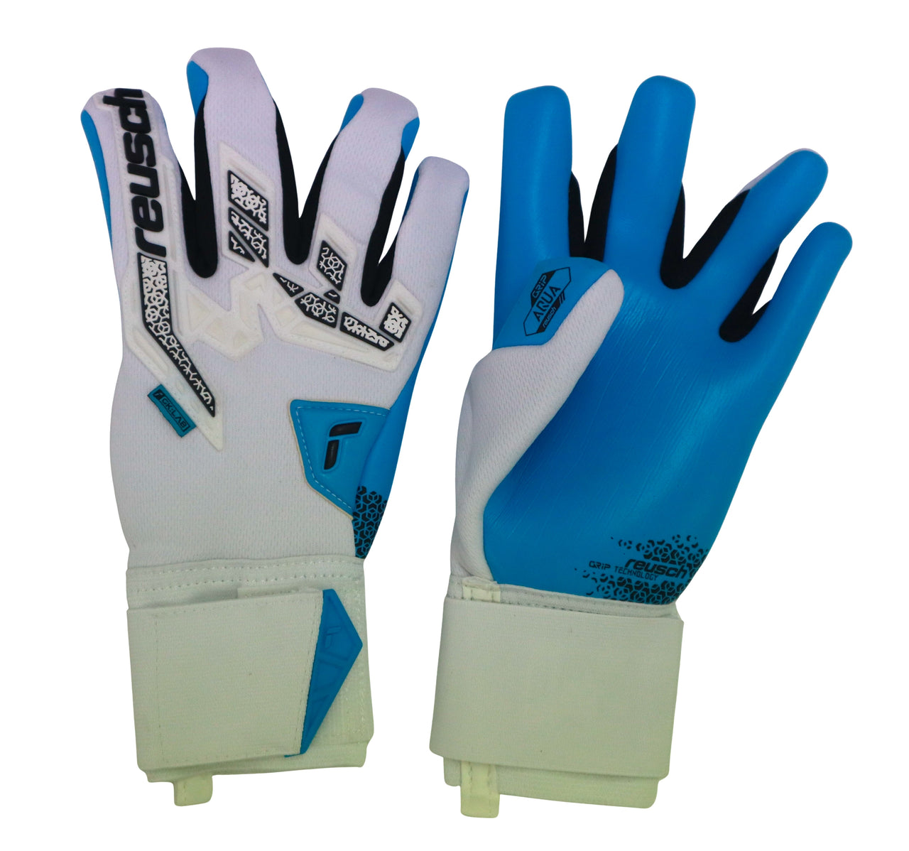 REUSCH guanti portiere gara ATTRAKT FREEGEL AQUA 5570439 1126 BIANCO CELESTE luglio 2025