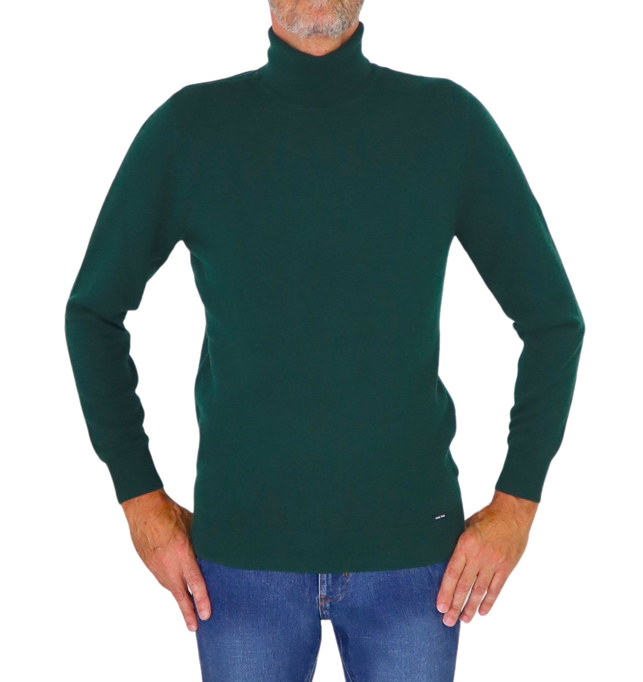 TAKE TWO maglione uomo dolcevita cashmere GAUGE 12 UT00601 VERDE