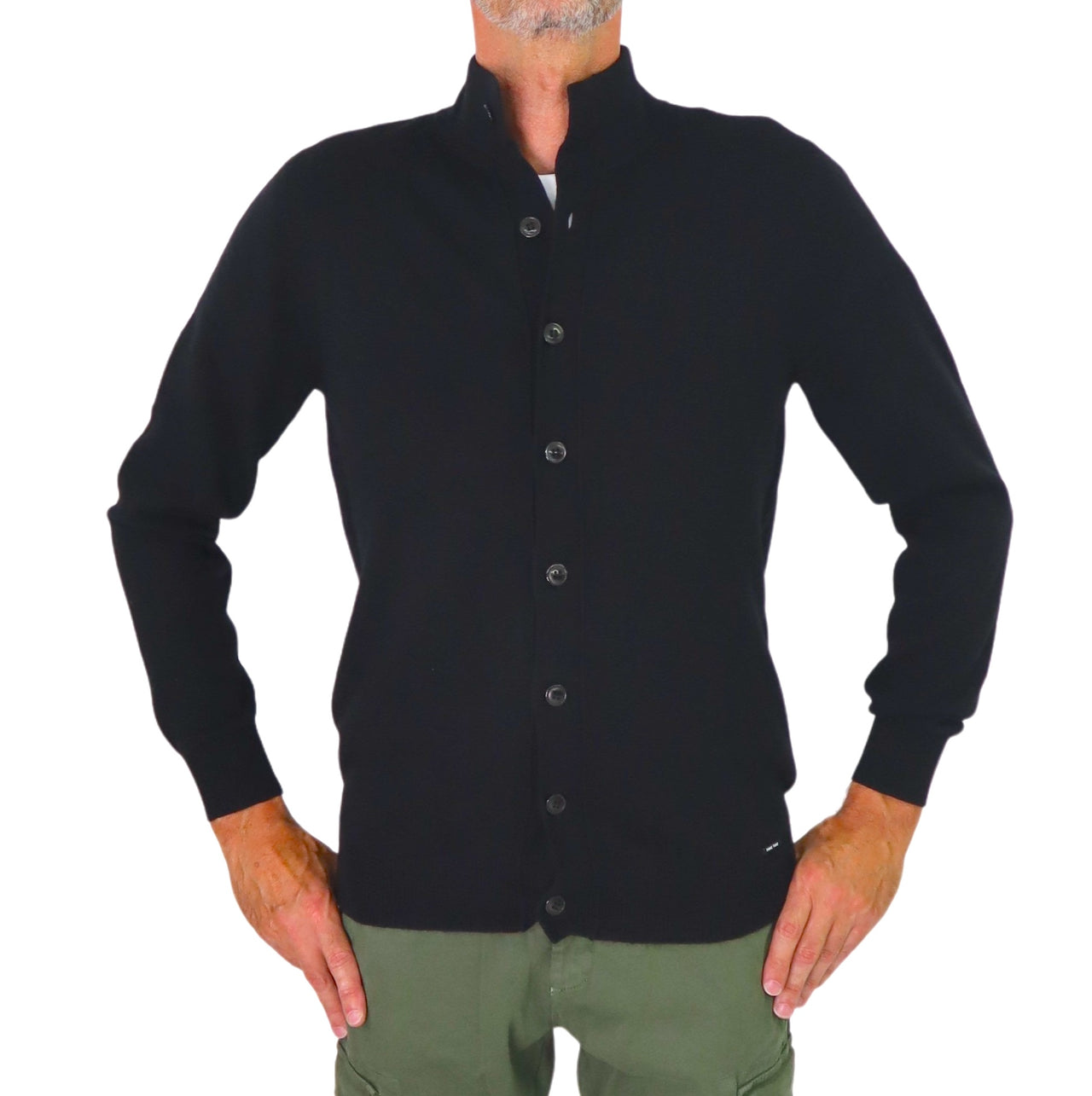 TAKE TWO maglione uomo cardigan cashemire GAUGE 12 UT00603 NERO inverno 2025