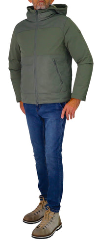 Thumbnail for COLMAR giubbotto uomo cappuccio bimateriale piuma 9503 8YN KNITS 498 VERDE inverno 2025