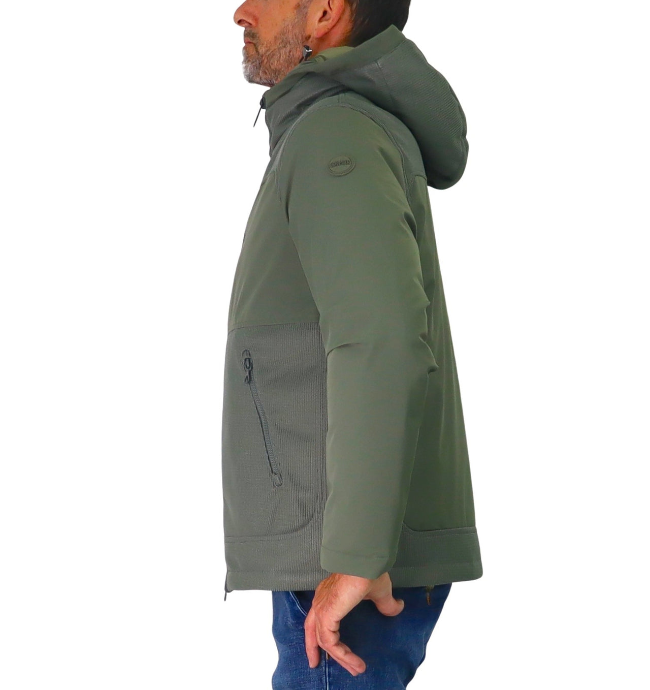 COLMAR giubbotto uomo cappuccio bimateriale piuma 9503 8YN KNITS 498 VERDE inverno 2025