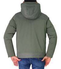 Thumbnail for COLMAR giubbotto uomo cappuccio bimateriale piuma 9503 8YN KNITS 498 VERDE inverno 2025